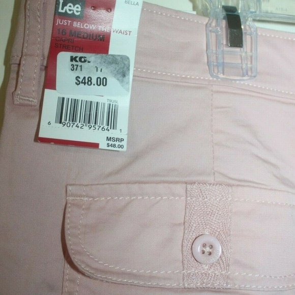 Lee Fit Innovations Pink Stretch Capri Comfort Waist hemline ties size 16 NEW… - Picture 4 of 8